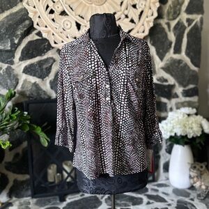 Rebecca Malone Black Multi Sparkle Women’s Button Down Blouse